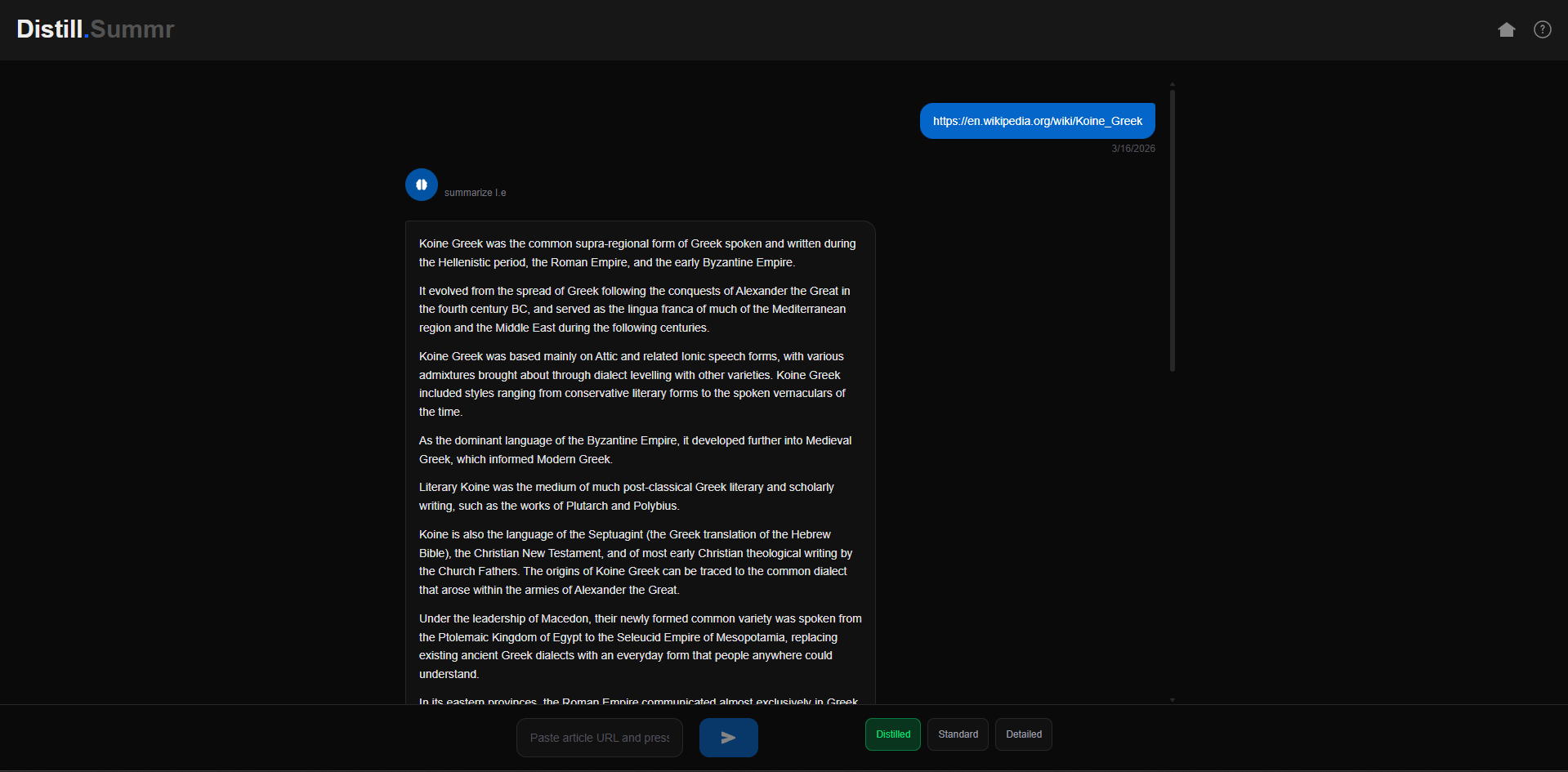 Distill.Summr — Chat-Style Article Summariser Powered by Third-Party AI
