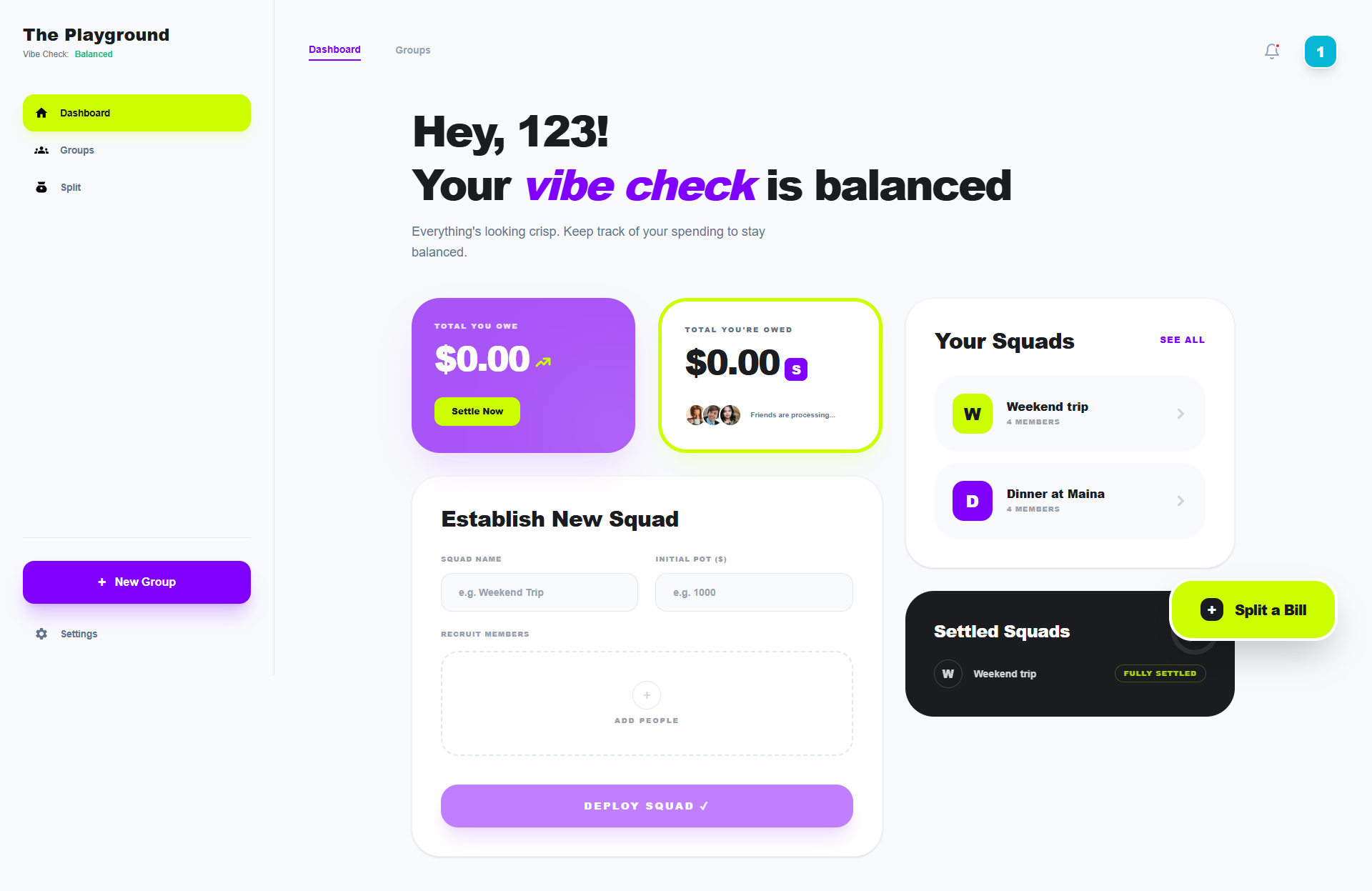 SplitVibe — Expense Splitting App with Debt-Minimisation Algorithm